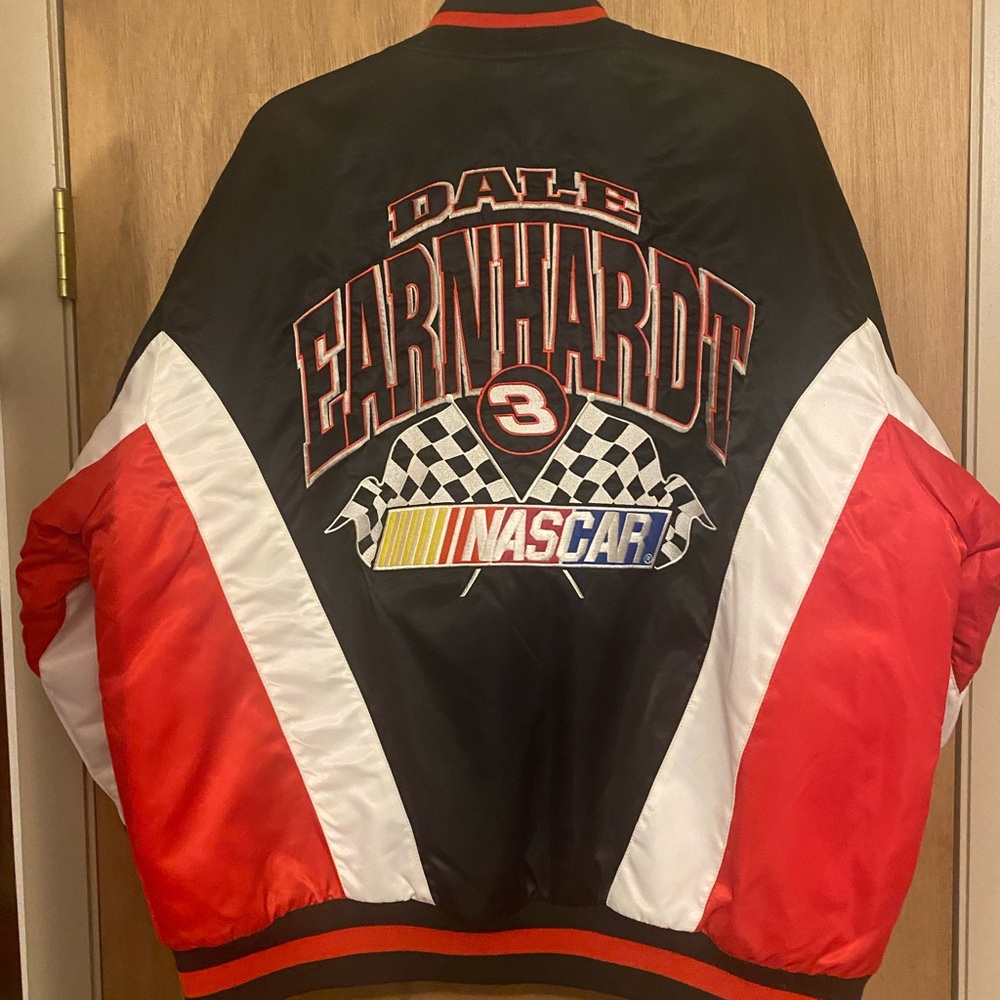 Dale Earnhardt Black and Red Bomber Jacket